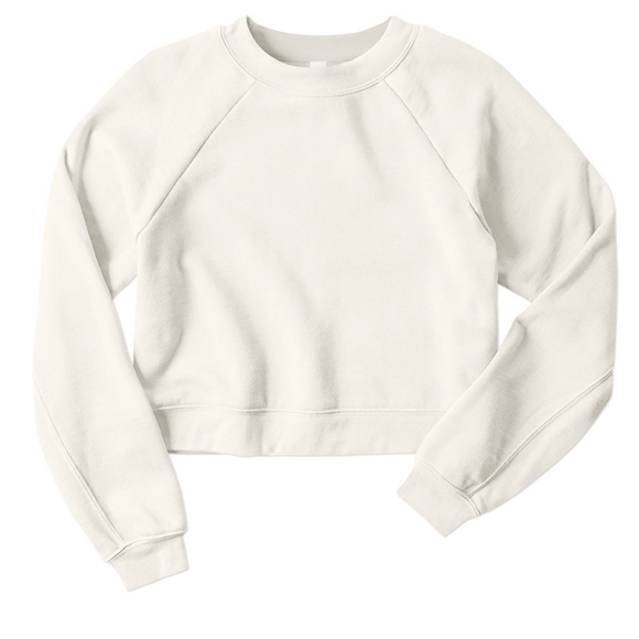 Cute Crewneck Crop Gym Sweatshirt Cream - Picture 6 of 9